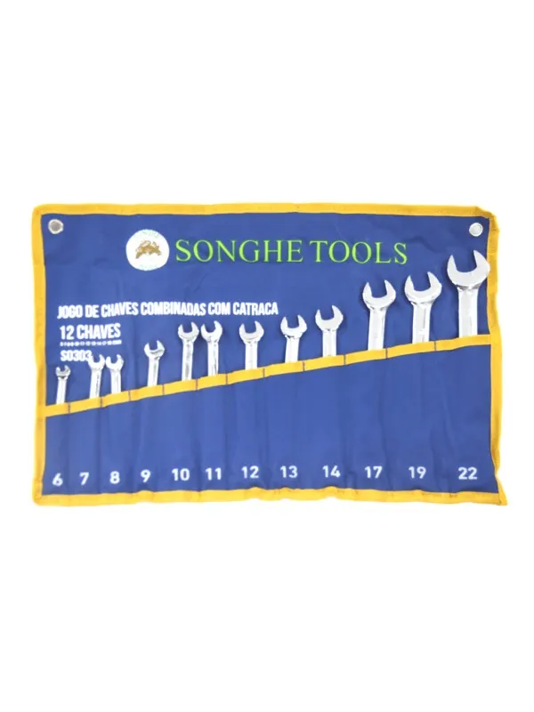 JUEGO DE LLAVES  COMBINADAS CON CATRACA SONGHE TOOLS  S0303 - 12 LLAVES