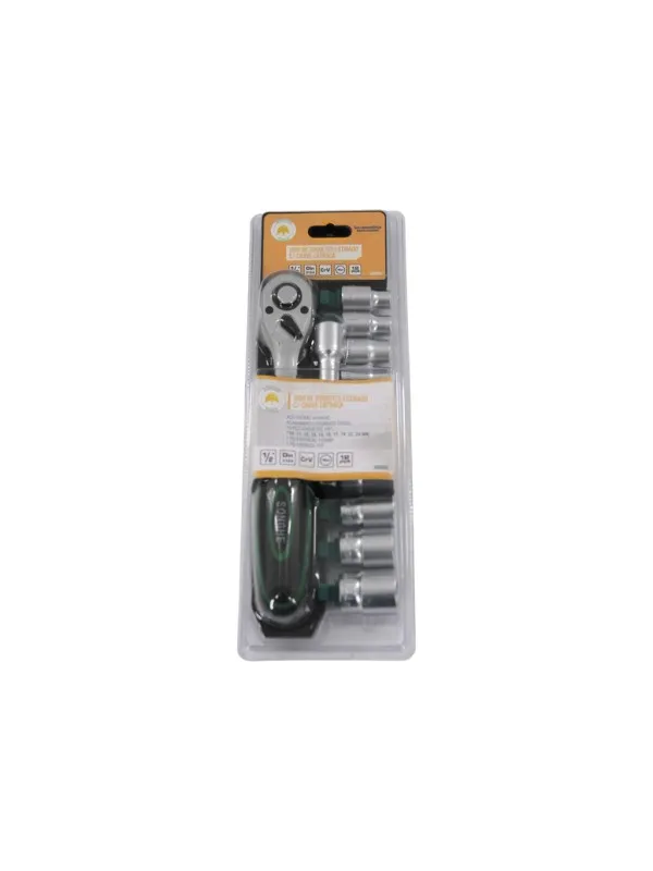 JUEGO DE SOQUETES ESTRIADO CON LLAVE CATRACA SH0204